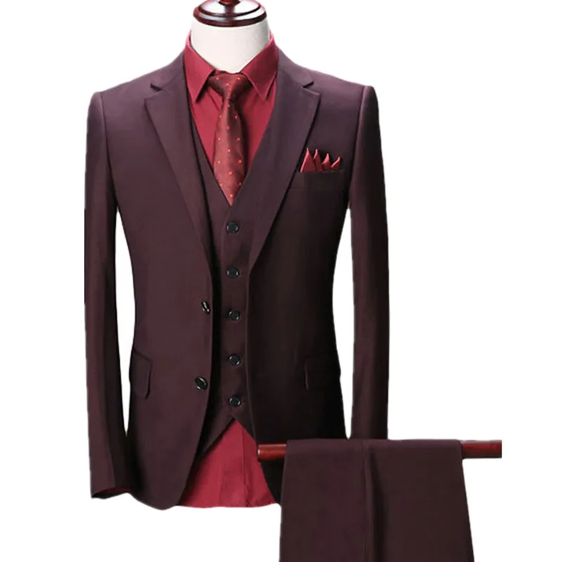 YUNCLOS новейший мужской костюм из 3 предметов с двумя пуговицами темно-синий