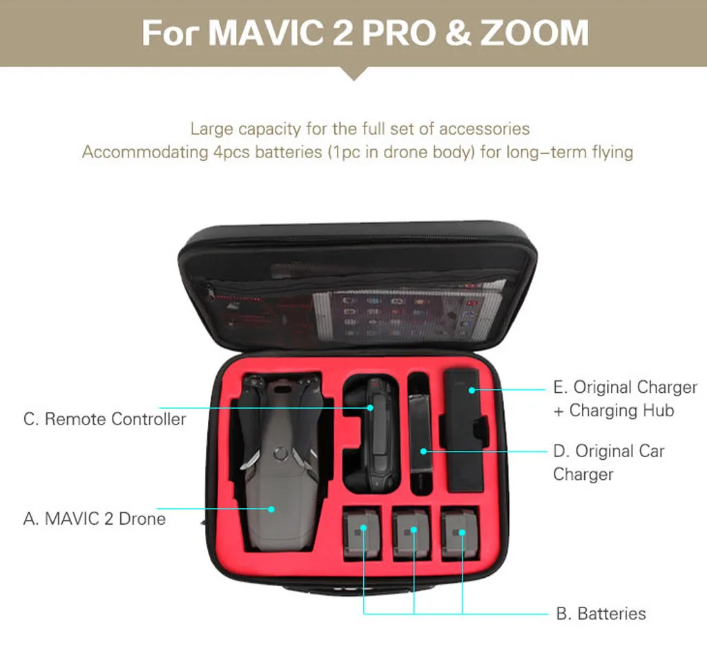 HIPERDEAL водонепроницаемый сумка защитный чехол коробка с ремешком для DJI MAVIC 2/PRO/AIR/Spark Pu+ EVA Жесткий Высокое качество# M