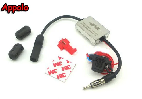 FM Signal Amplifier Anti-interference Metal Car Antenna Radio Universal Auto FM Booster Amp 88-108 Mhz 12V