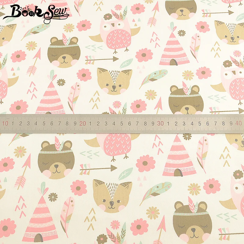 Booksew 100% хлопчатобумажная саржевая детская ткань для кукол мультяшный розовый