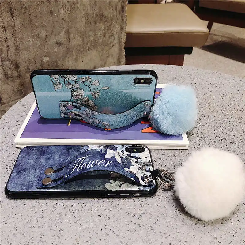 Glitter Flower Holder Case for Samsung Galaxy Note 8 9 A2 Core A6 A7 A8 A9 Plus Star 2018 A6S A8S Finger Ring Wristband Strap On.