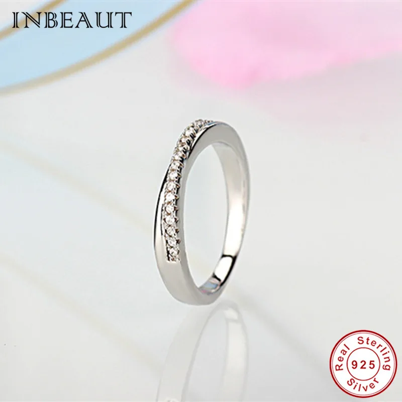 INBEAUT, женские кольца с крестиком, одноцветные, 925 пробы, серебряные, круглые, CZ камень вместе, Forever Destiny, Ультрамодный Рождественский подарок
