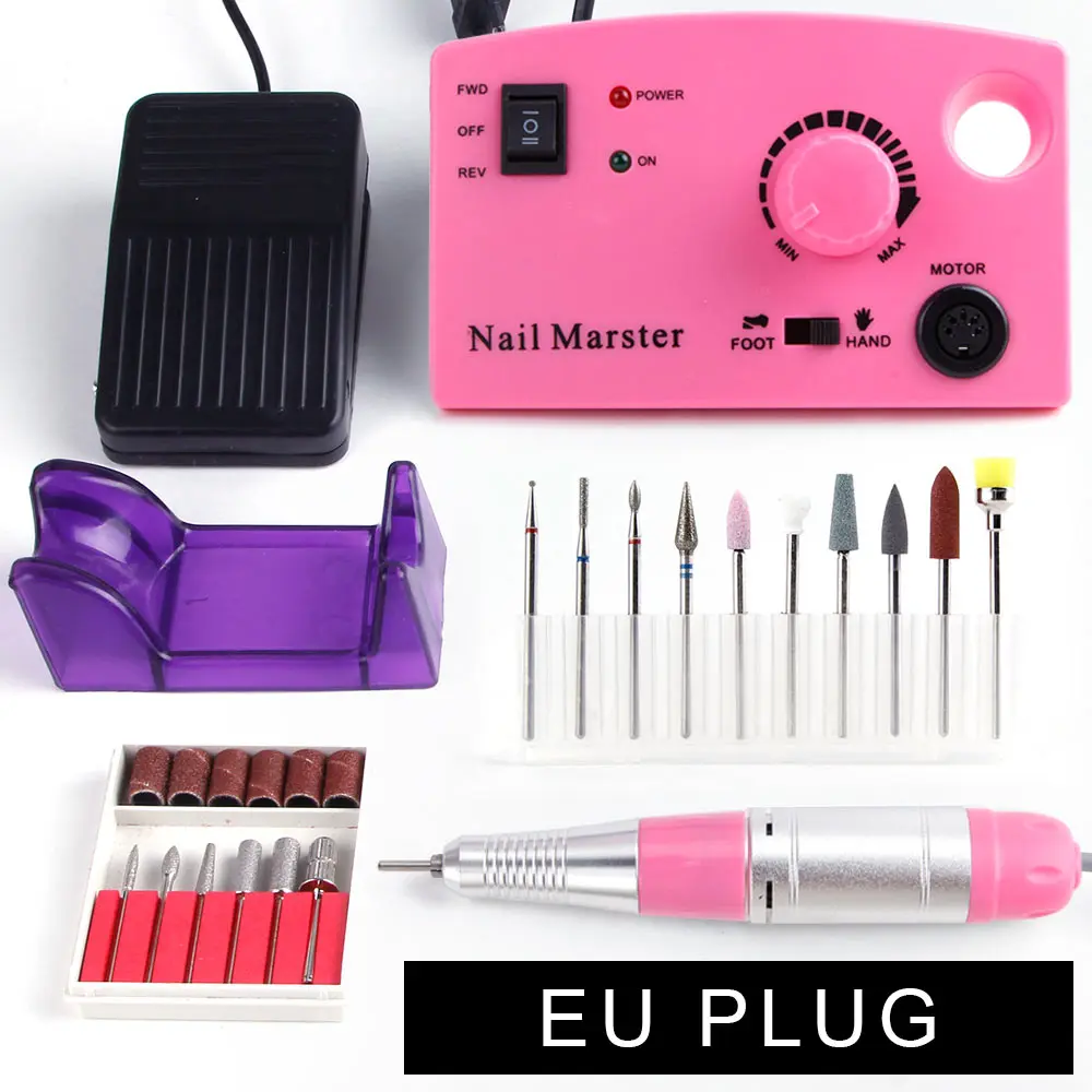 Pink Set 1 35000 об/мин, 25 Вт, Электрический маникюрный набор, сверла для ногтей, Ceremic Cutter, роторные заусенцы, полировальные инструменты, педикюрный аппарат, напильник - Цвет: Pink Set 1