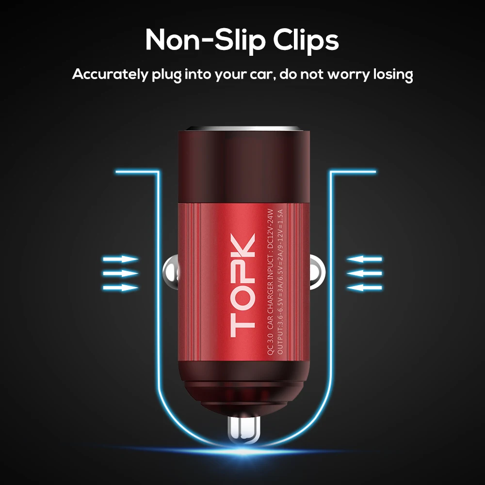 Фото TOPK автомобильное зарядное устройство для телефона Quick Charge 3 0 Автомобильное TOPK автомобильное зарядное устройство для телефона Quick Charge 3 0 Автомобильное
