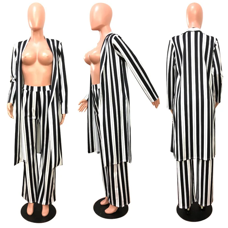 Черно белый комплект из 2 предметов в Вертикальную Полоску комбинезон с двумя