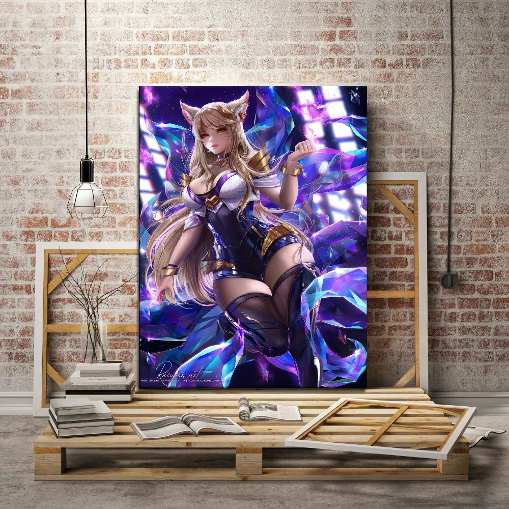 League Of Legends, сексуальная картина Ahri, современное произведение искусства, домашний декор, настенный Топ-рейтинг, холст, тип печати, 1 шт., стиль, игровой плакат
