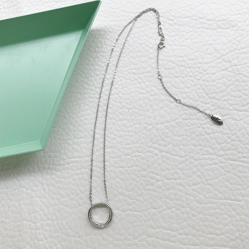 Ожерелье с кулоном женское из серебра 925 пробы покрытием белого золота 18 К и