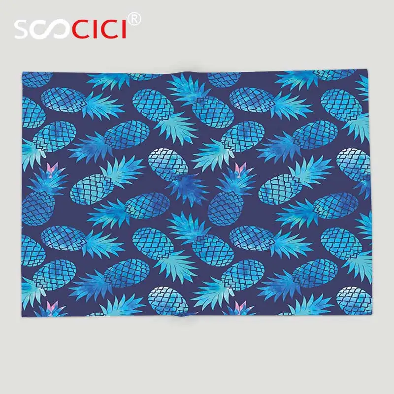 Miglior Personalizzato Morbido Pile Rimessa Laterale Coperta Moderna Ananas Figure Modello Di Frutta Esotica In Acquerello Digitale Illustrazione Cadetto E Sky
