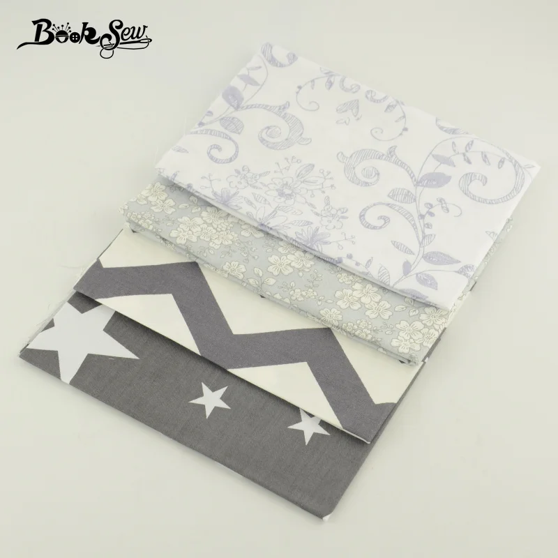 Booksew саржевая хлопчатобумажная ткань черного и белого цвета 4 шт. 40 см x 50