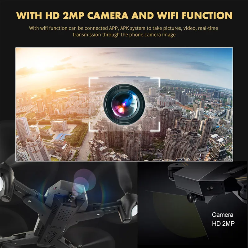 VISUO XS809HW XS809W WI-FI с видом от первого лица Складная рукоятка с видом от первого лица Квадрокоптер с дистанционным управлением и 2MP 0.3MP Камера 6-осевой Радиоуправляемый Дрон игрушки RTF VS E50