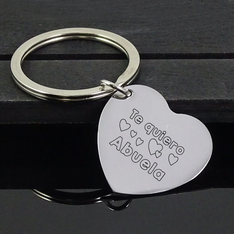 

"TE quiero Abuela" Heart Keychain Stainless Steel Llavero Keyring Jewelry Gift for Grandma Drop Shipping YP7167