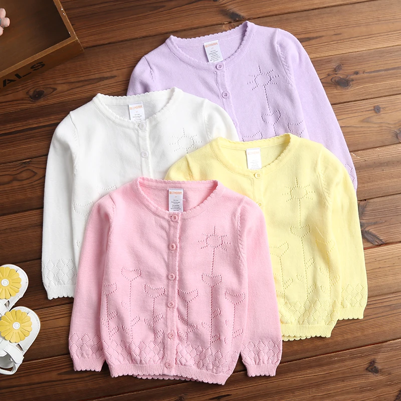 0-10T Female child sweater 2017 baby air conditioning shirt thin spring and autumn cardigan cotton outerwear | Детская одежда и