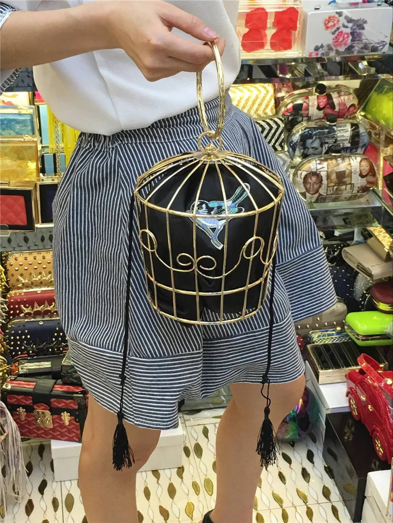 Женская Черная акриловая вечерняя сумка с узором в виде птицы клатч повседневная