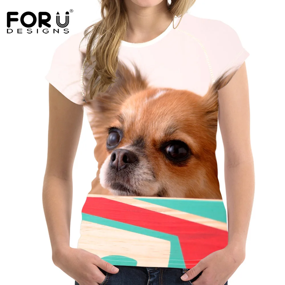 FORUDESIGNS/2018 Брендовая женская Повседневная футболка с милым 3D рисунком собаки из