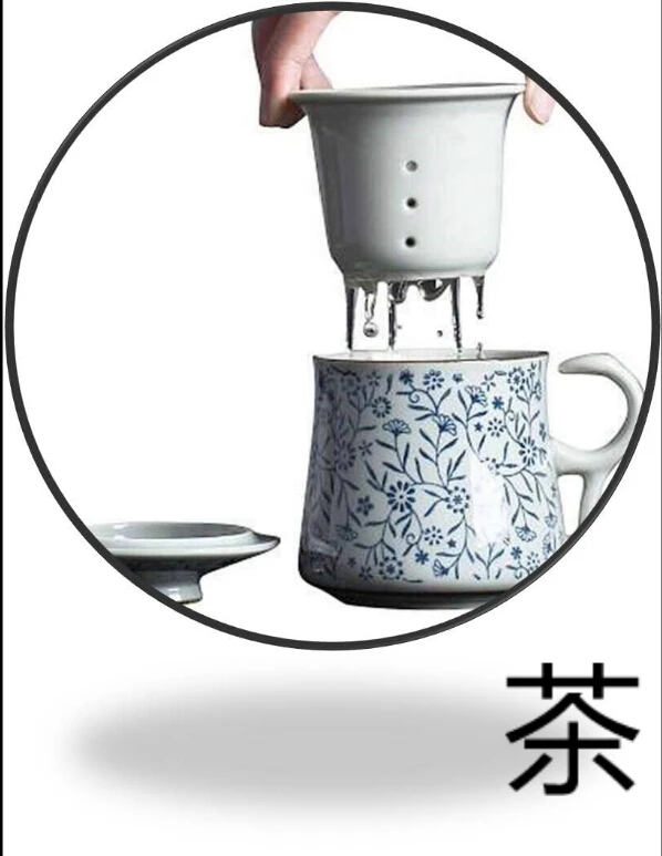 Ручная роспись винтажная керамическая чашка персональная с крышкой фильтром