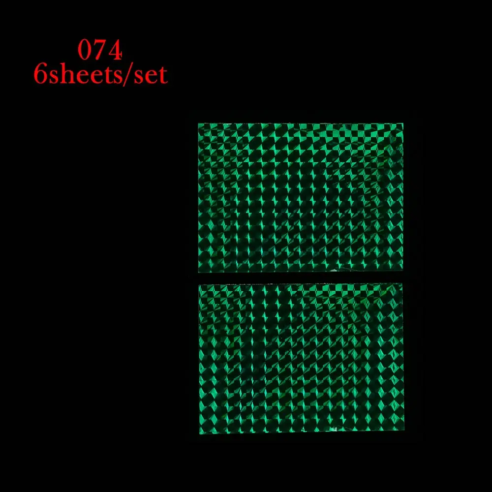 074 6 шт. голографические клеющиеся пленки приманка лента блестящая муха завязывание красочные искусственные металлические жесткие приманки стикер рыболовные аксессуары 7,5*10 см - Цвет: 074
