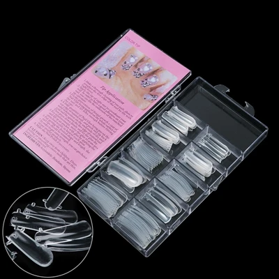 100pcs False Nail Ladymisty полигель 120 шт поддельные ногти прозрачный натуральный французский полное покрытие акриловая Форма для ногтей со шкалой инструмент Накладные советы для дизайна ногтей модель - Цвет: 100pcs False Nail