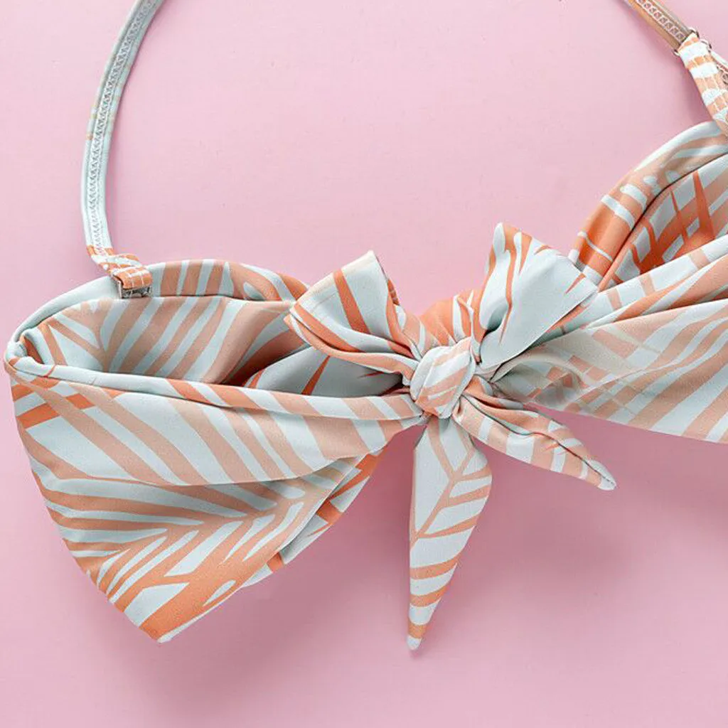 SAGACE комплект бикини галстук бабочка чашки ремешок для купальника с принтом