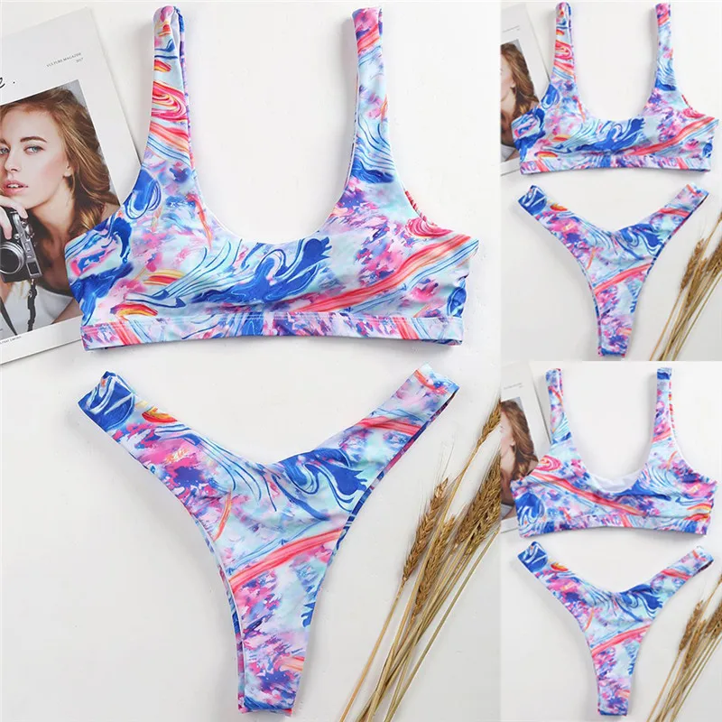 

Women Print Push-Up Padded Bra Beach Bikini Set Swimsuit Beachwear Swimwear push up padded swimwear swimsuit A1