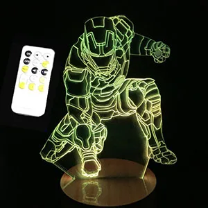 Дистанционный Марвел из Мстителей 3D лампа изменение цвета 3d иллюзия Светодиодная лампа Железный человек ночные светильники стол домашнее освещение - Испускаемый цвет: C
