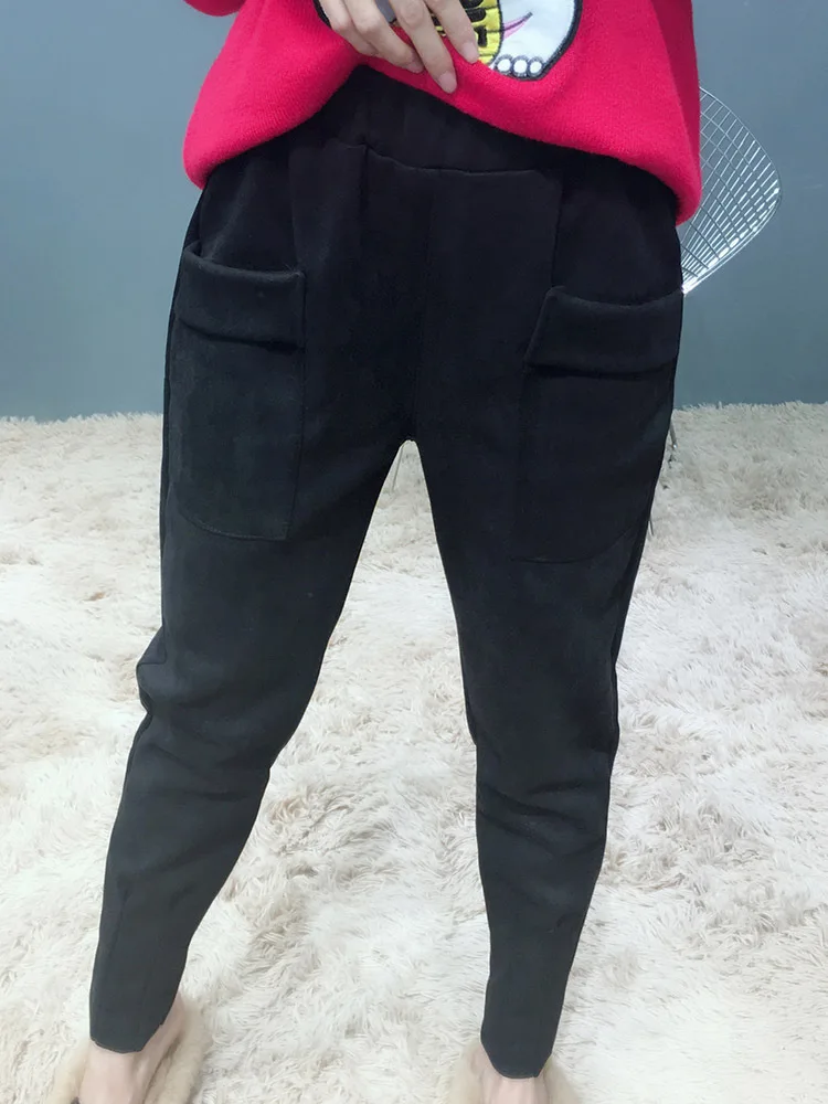 Брюки женские кожаные замшевые с высокой талией|winter trousers|harem pants womenpants women |
