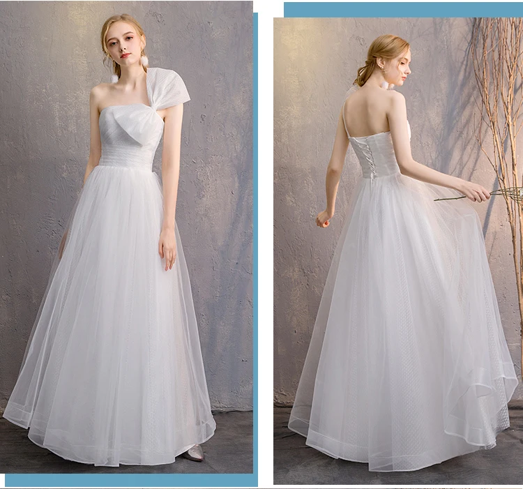 Женское длинное платье подружки невесты белое кружевное трапециевидной формы