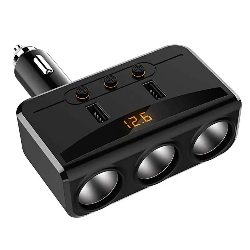 Автомобильное зарядное устройство с двумя USB и 3 прикуривателя адаптер гнезд совместим с iPhone, LG, htc, samsung, BlackBerry