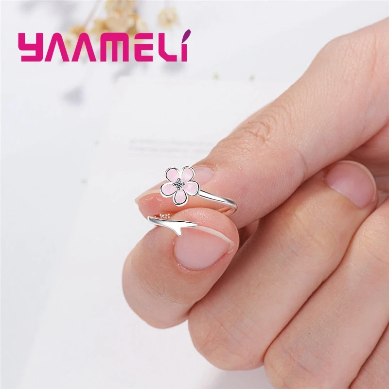 Высокое качество романтические 3D розовые цветы форма Регулируемые кольца Анель