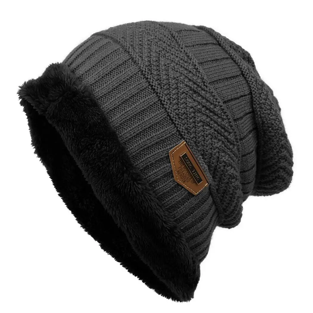 Флисовая вязаная зимняя шапка теплые модные женские мужские шапки|Мужская Skullies &