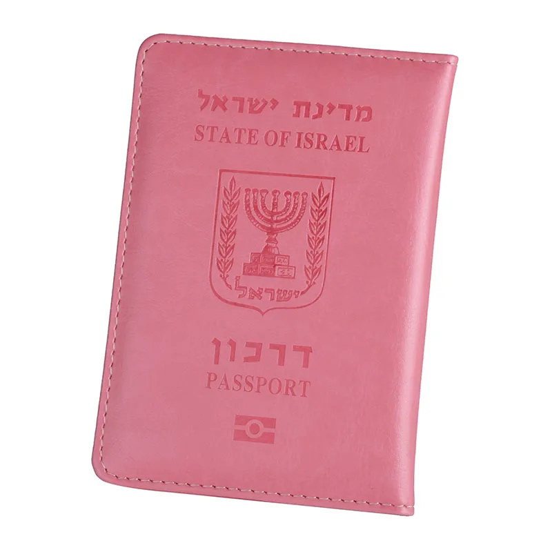 Pink Israel, Обложка для паспорта, разноцветный, из искусственной кожи, для путешествий, иврит, паспорт, кредитный держатель для карт чехол, паспорт, кошелек для мужчин и женщин - Цвет: Pink