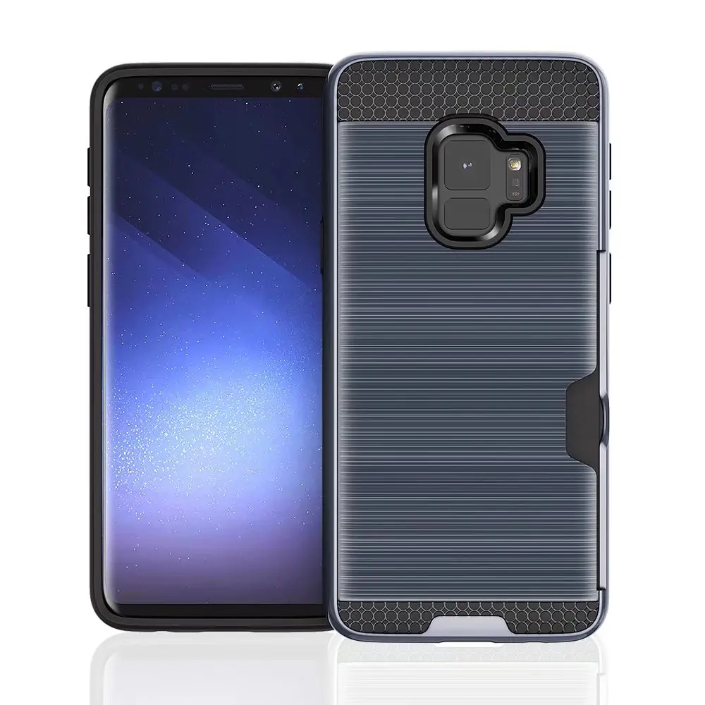 Для samsung Galaxy S10 плюс S10e чехол Гибридный держатель для карт чехол-Броня чехол для Note 9 8 S6 S7 край S8 S9 плюс A9 A6 A8 плюс A30 A50 A90 - Цвет: Navy Blue