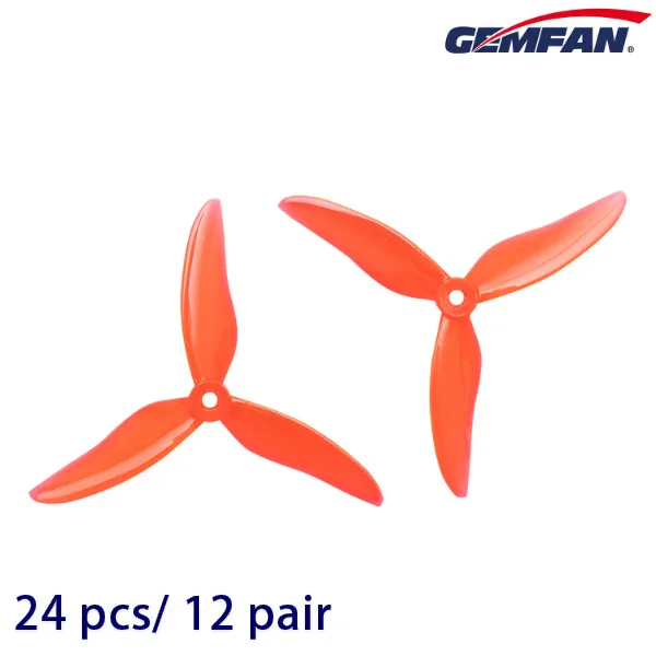 12 pair Crystal Red 24 шт./12 пар Gemfan Hurrica 51499 5 дюймов три лопасти пропеллер реквизит CW CCW пропеллер совместимый с Т-мотором F40PROIII FPV RC - Цвет: 12 pair Crystal Red