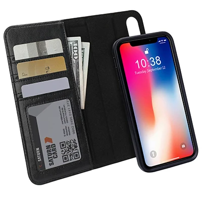Black Jisoncase Роскошный чехол для iphone XS X чехол для телефона кожаный флип-кошелек Магнитный чехол с держатель для карт-книг funda для iphone x xs - Цвет: Black