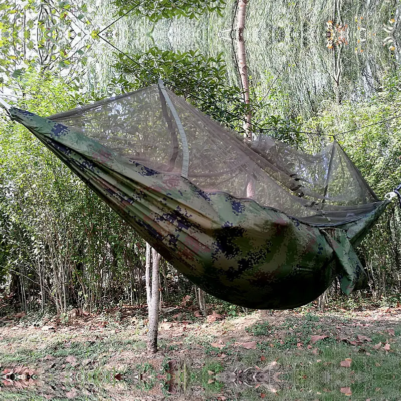 Ультралегкий уличный гамак с двойной москитной сеткой Парашютная ткань для
