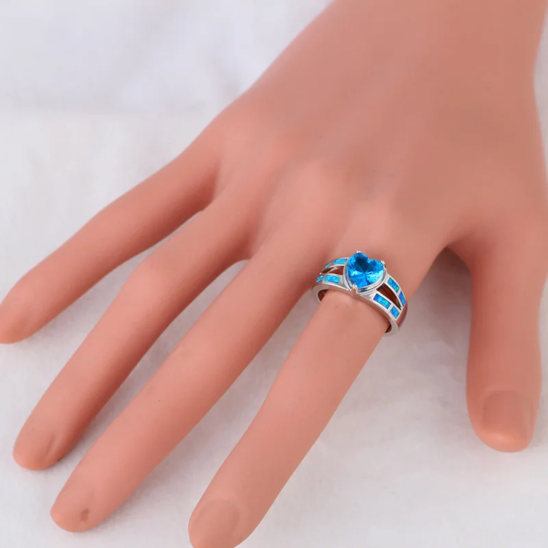 Saphire ювелирное изделие в стиле сердца голубой огненный опал серебряный цвет