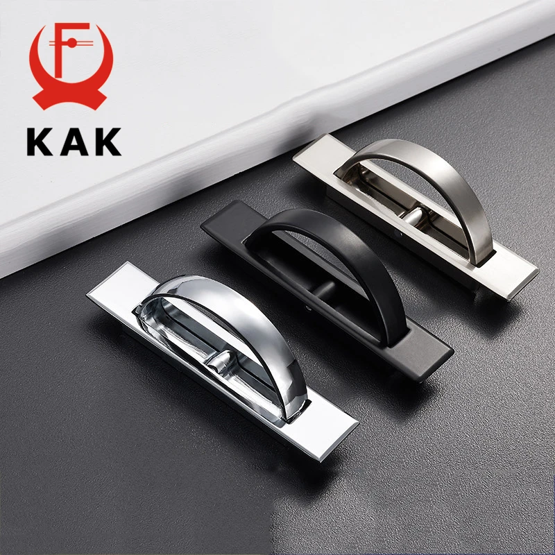 KAK 2 шт KAK Tatami скрытые дверные ручки из цинкового сплава, утопленная потяговая крышка, напольная ручка для шкафа, яркая хромированная фурнитура для мебели