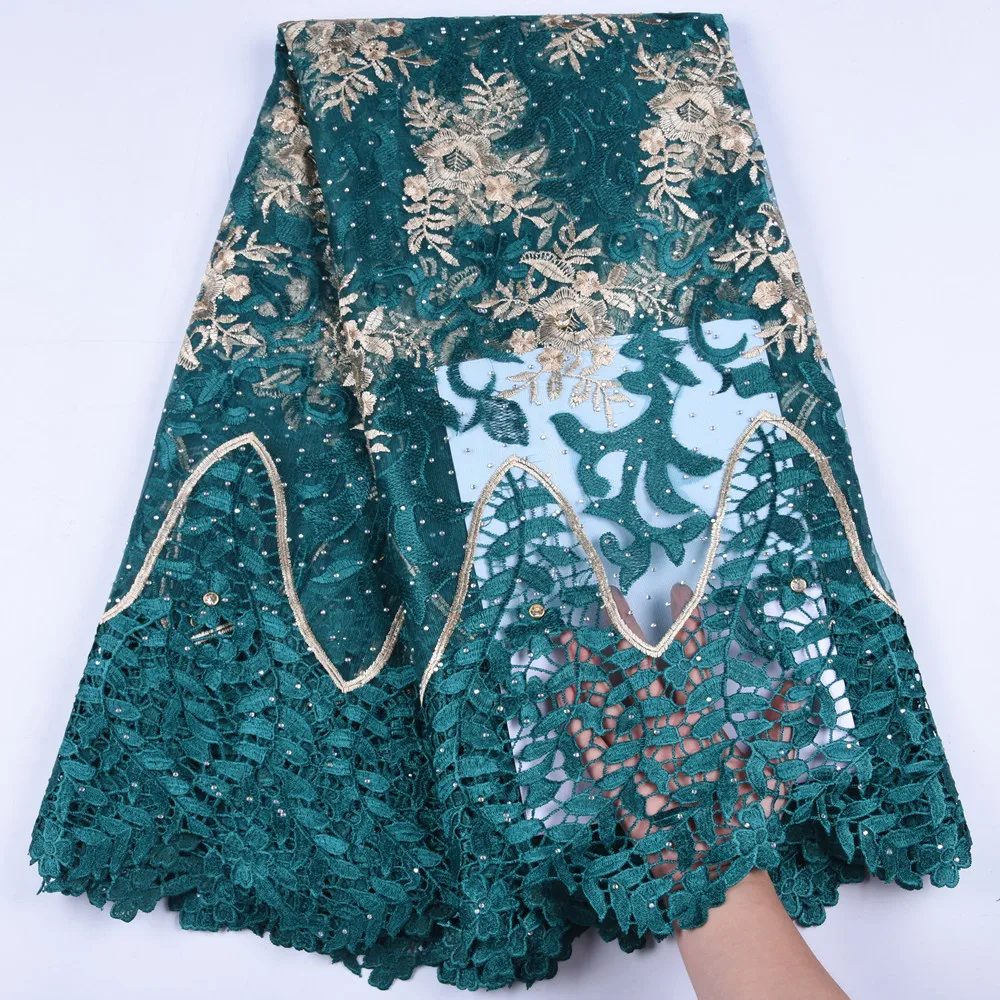 

New Arrival African Guipure Tulle Mesh Lace Fabric French Cord Lace Fabric With Stones Nigerian Tulle Lace Fabric For Dress