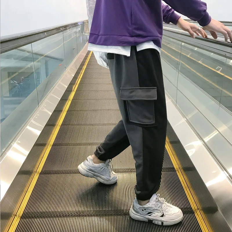 

2019 Men Black Joggers Pants Thick Mens Big Pockets Ankel Cargo Pants Male Fall Streetwear Overalls Sweatpants ABZ222