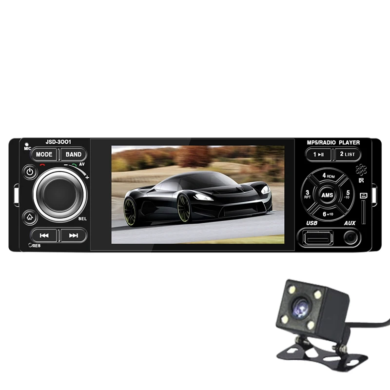 with camera Автомагнитола 4 дюйма с сенсорным экраном, автомагнитола 1 Din 3001, автомобильное аудио зеркало, стерео Bluetooth Камера заднего вида, Usb Aux плеер - Цвет: with camera