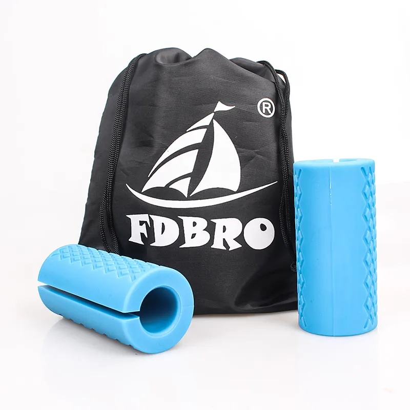 Blue FDBRO 1 пара штанги Грипсы гантели гири жир Грип толстые рукоятки тяга Тяжелая атлетика поддержка противоскользящая Защита Колодки - Цвет: Blue