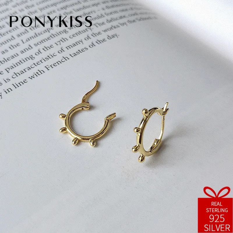 Серьги кольца PONYKISS Женские Геометрические винтажные минималистичные украшения