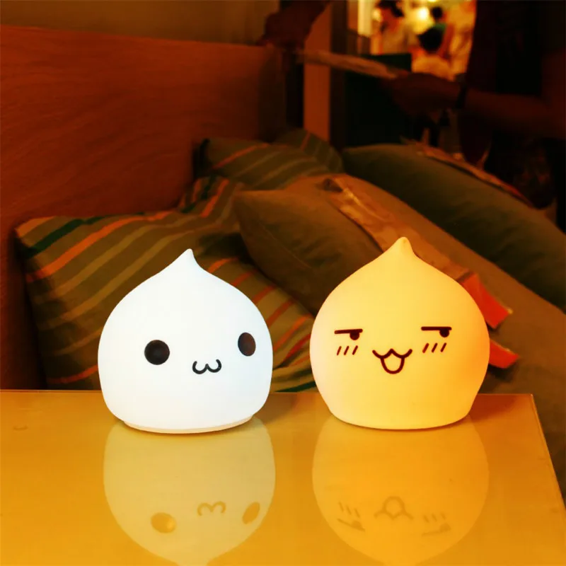 Silicone Touch Sensor Battery Night Light For Children Baby Kids 7 Colors 2 modes Cute Shape Soft Breathing 0-5W light | Лампы и