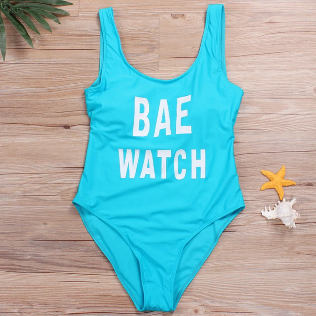 summer Women Solid Letter One Piece Bikini Swimwear Swimsuit Beach Wear Bathing Suit Suits Bodysuit Monokini | Спорт и развлечения