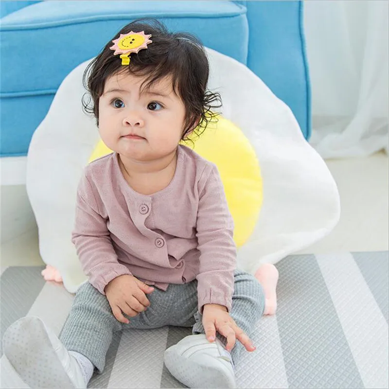 2018 Одежда для малышей новорожденных однобортный с длинным рукавом Однотонная