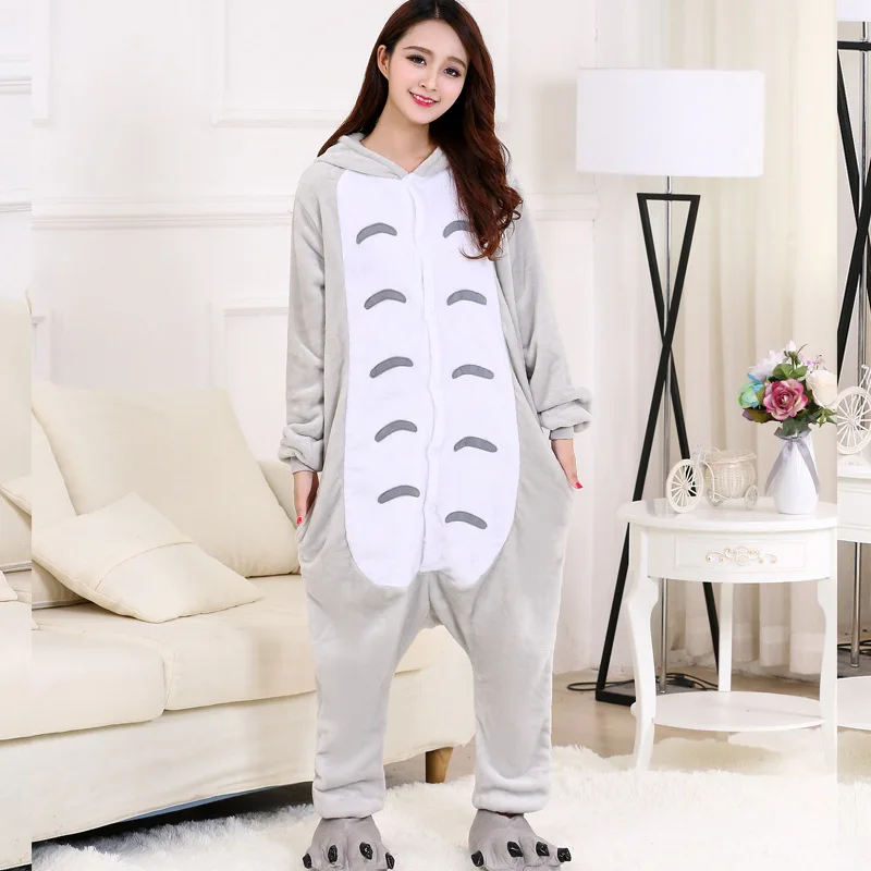 XXL Размер мультфильм Тоторо Onesie для женщин и мужчин пижамы ночной костюм набор