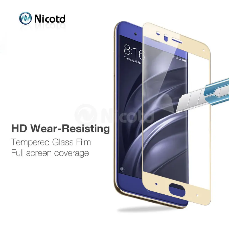 Xiomi Mi 6 2pcs/lot Nicotd 3D Full Cover Tempered Glass For Xiaomi Mi 6 mi6 Blue Screen Protector Toughened Glass for Xiomi Mi 6