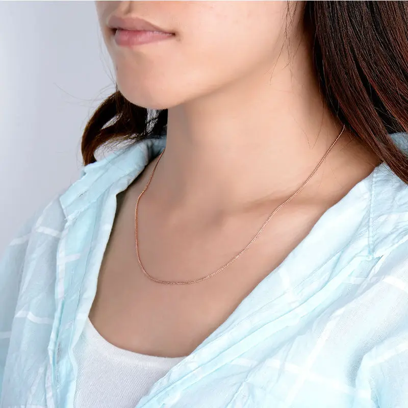 LOVERJEWELRY 18 дюймов цепочка ожерелье в твердом 18K/750 розовое золото около 45 см|necklace