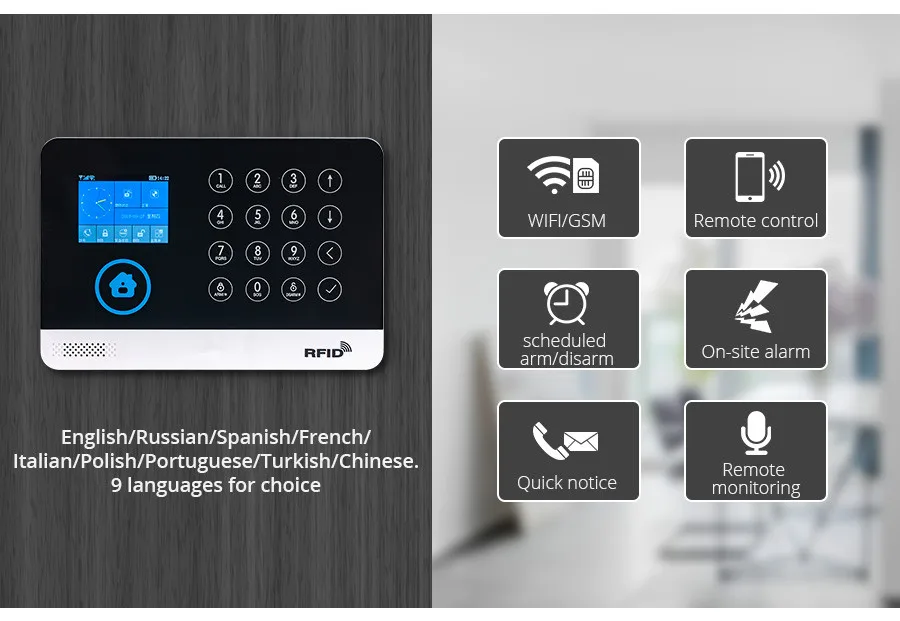 WG11 Wi-Fi GSM беспроводная домашняя бизнес охранная сигнализация Система управления приложением сирена RFID детектор движения PIR датчик дыма