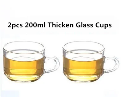 200ML 2PCS CUPS Горячая Распродажа, термостойкие стеклянные чайные горшки, Чайник Пуэр, цветочный чайник, удобные офисные чайные наборы, посуда для напитков - Цвет: 200ML 2PCS CUPS