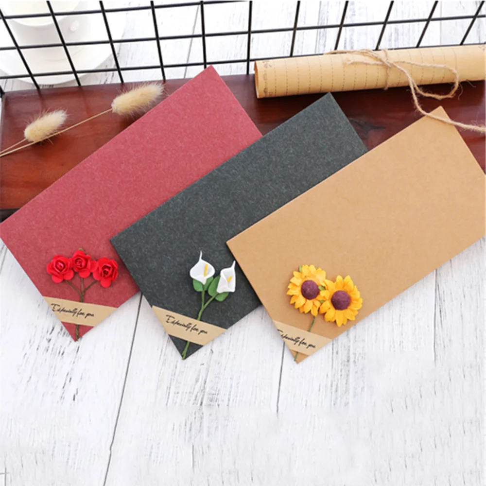 2 шт. Винтаж сухой цветок Envelopess с буквенным принтом Бумага открытки, поздравительная открытка крышка симпатичные канцелярские принадлежности вечерние конверт для приглашения